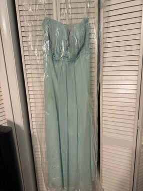 Bill Levkoff Light Aqua Strapless Evening Gown